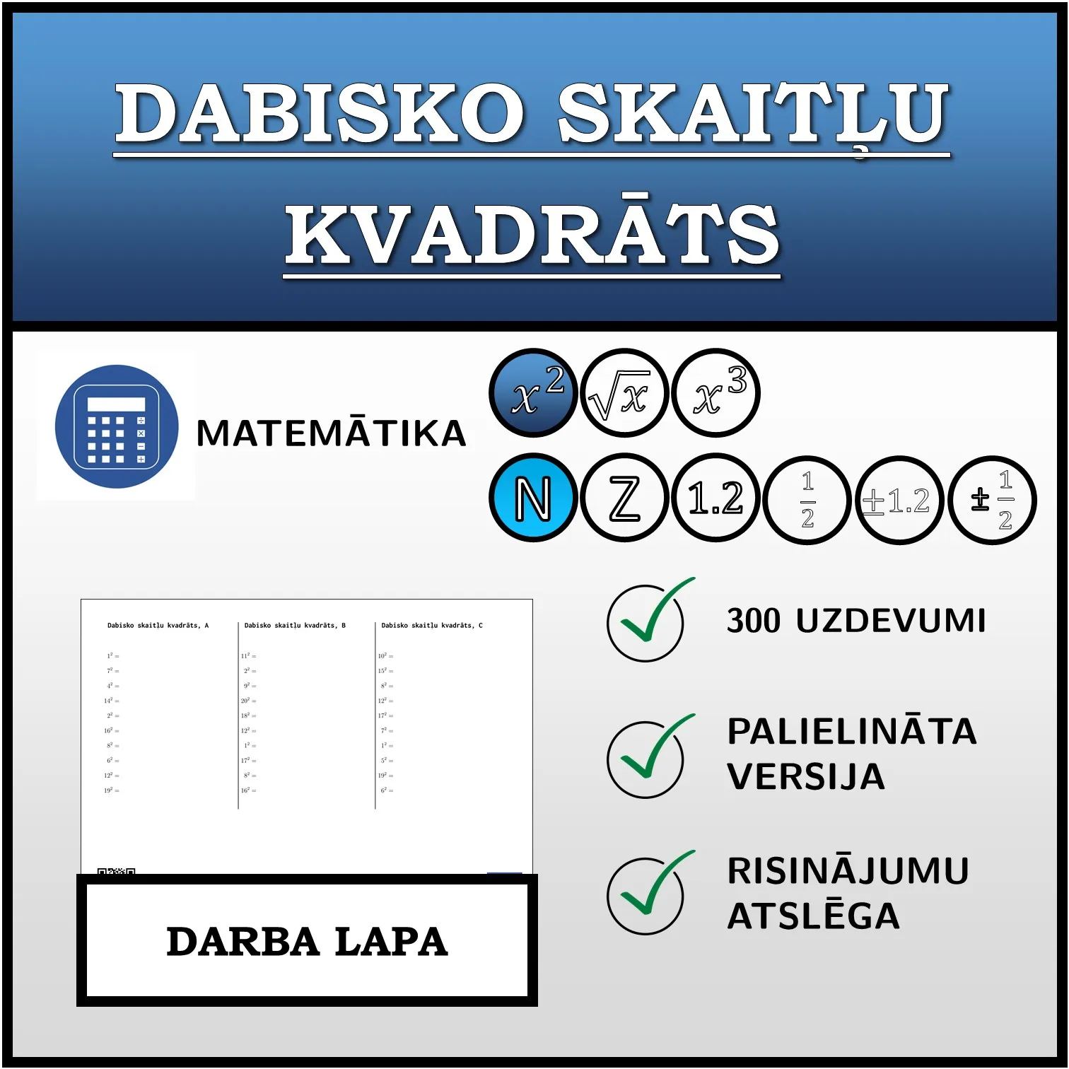 Darba lapa: Dabisko skaitļu kvadrāts
