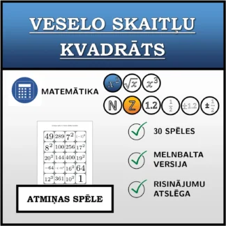 Atmiņas spēle: Veselo skaitļu kvadrāts