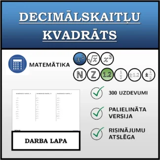 Darba lapa: Decimālskaitļu kvadrāts