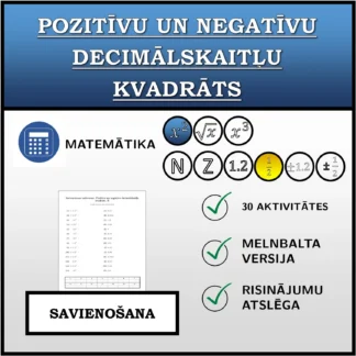 Savienošanas uzdevums: Pozitīvu un negatīvu decimālskaitļu kvadrāts