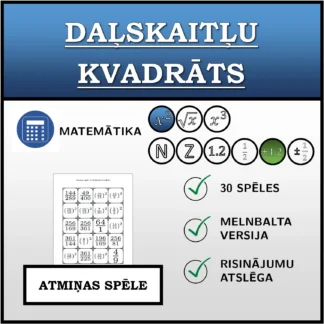 Atmiņas spēle: Daļskaitļu kvadrāts