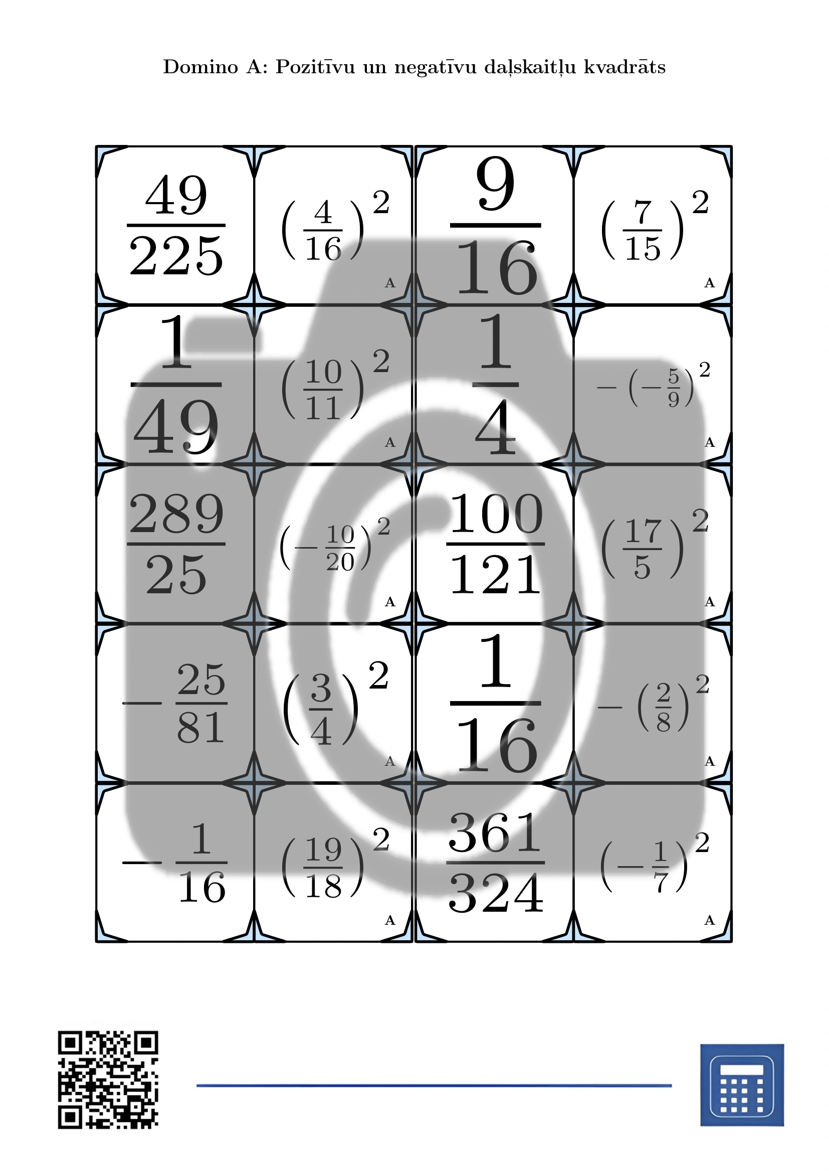 Domino: Pozitīvu un negatīvu daļskaitļu kvadrāts - Image 2