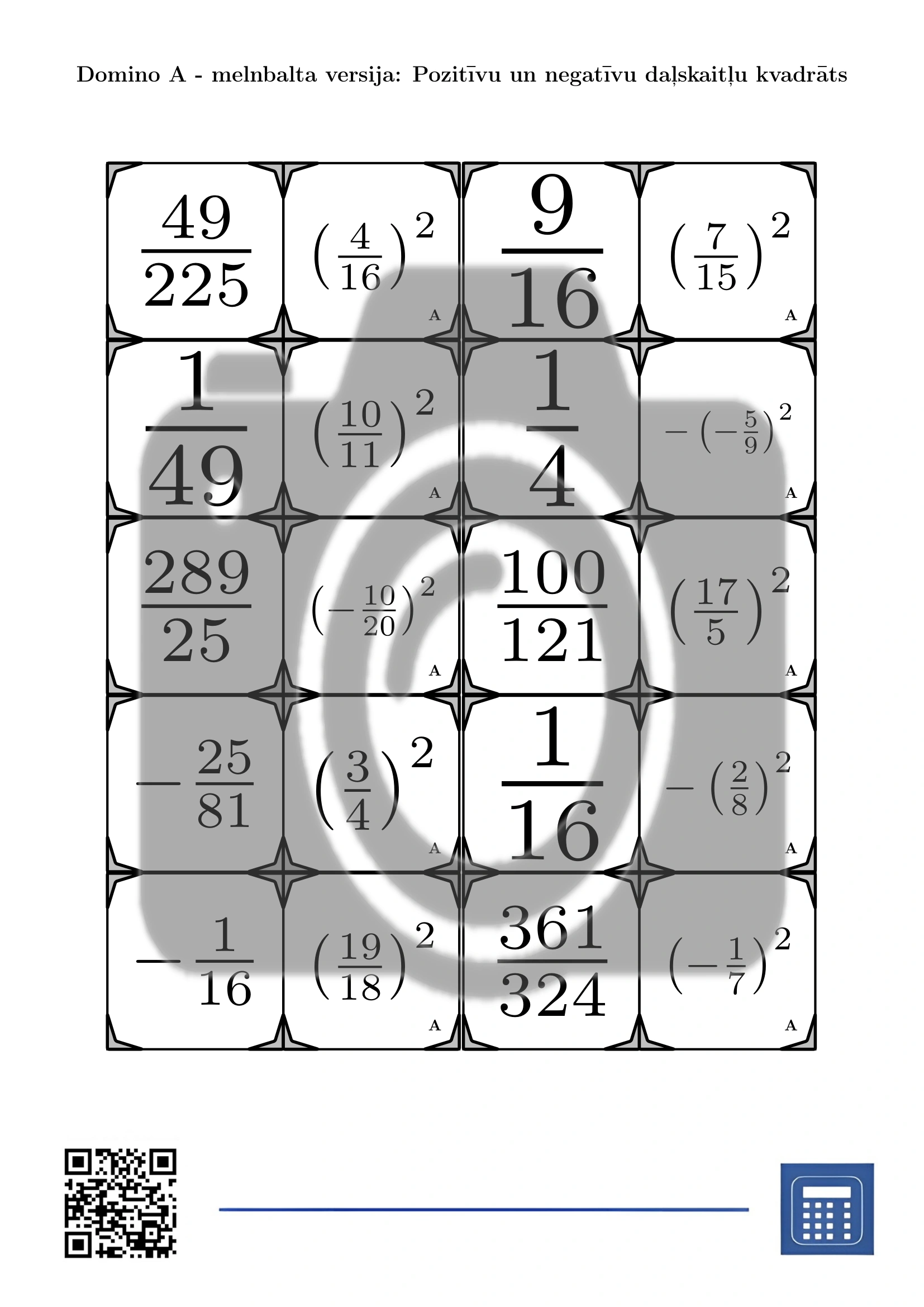 Domino: Pozitīvu un negatīvu daļskaitļu kvadrāts - Image 3