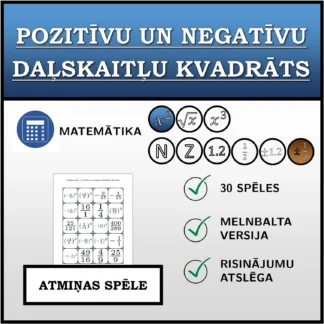Atmiņas spēle: Pozitīvu un negatīvu daļskaitļu kvadrāts