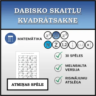 Atmiņas spēle: Dabisko skaitļu kvadrātsakne