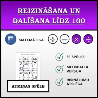Atmiņas spēle: Reizināšana un dalīšana līdz 100