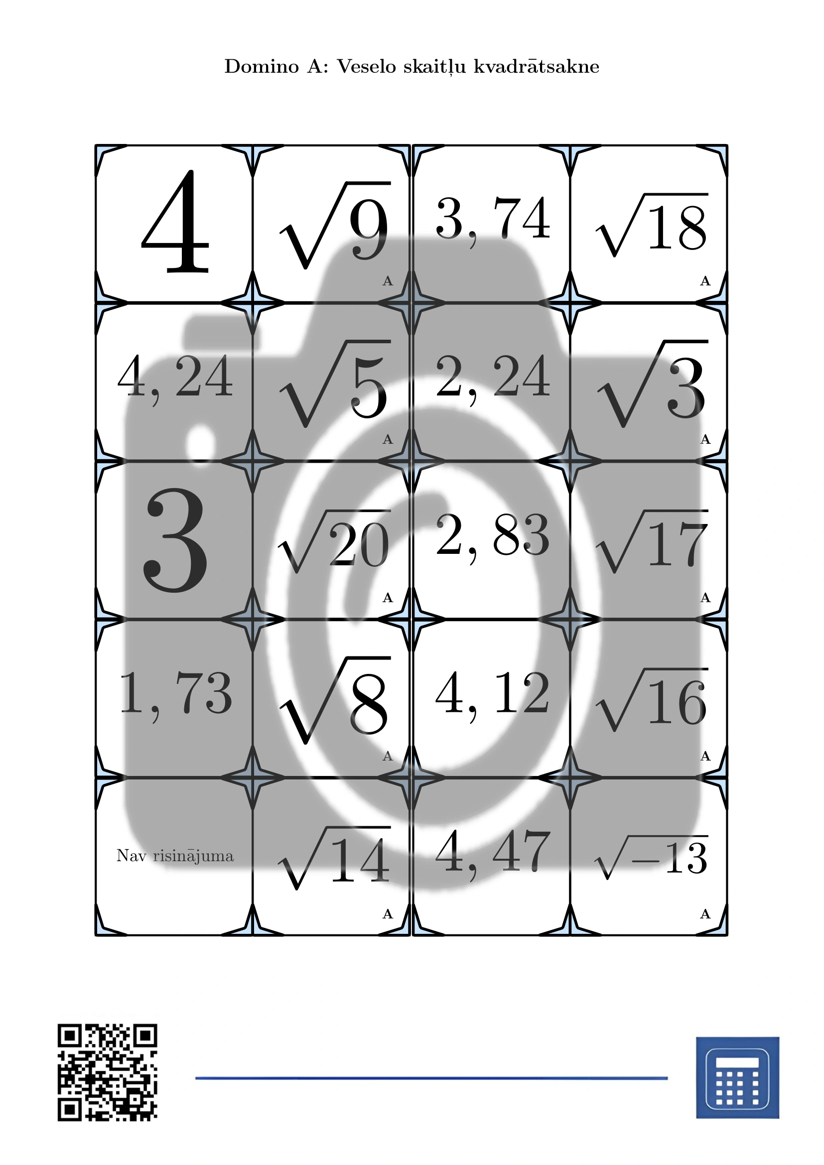 Domino: Veselo skaitļu kvadrātsakne - Image 2