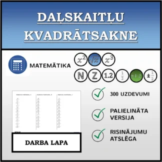 Darba lapa: Daļskaitļu kvadrātsakne