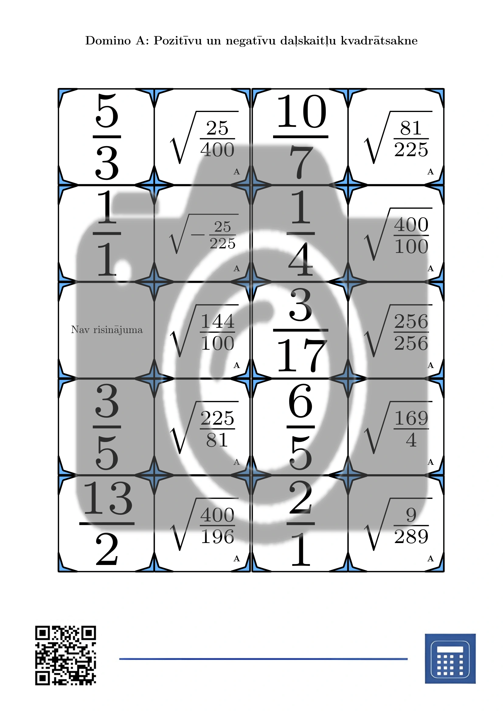 Domino: Pozitīvu un negatīvu daļskaitļu kvadrātsakne - Image 2