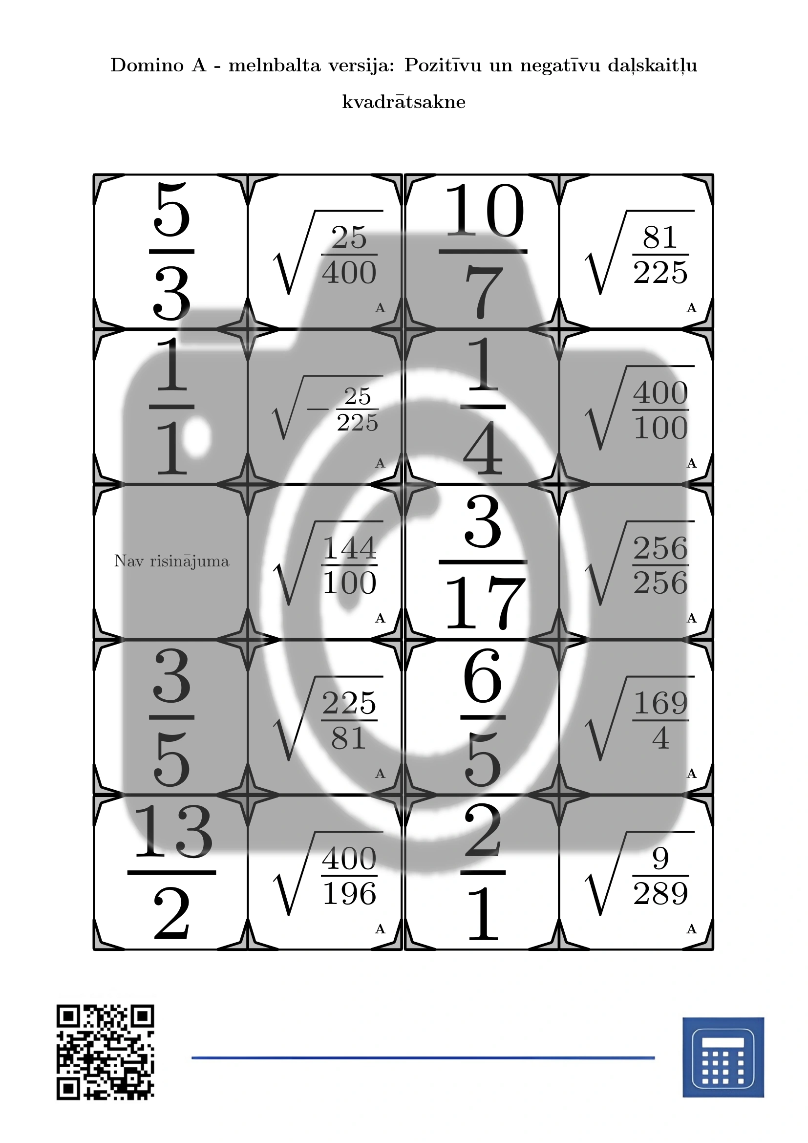 Domino: Pozitīvu un negatīvu daļskaitļu kvadrātsakne - Image 3