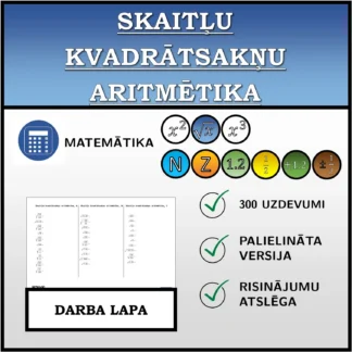 Darba lapa: Skaitļu kvadrātsakņu aritmētika