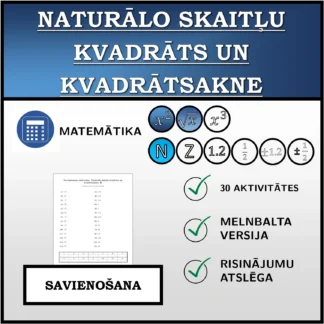 Savienošanas uzdevums: Naturālo skaitļu kvadrāts un kvadrātsakne
