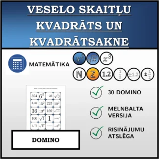 Domino: Veselo skaitļu kvadrāts un kvadrātsakne