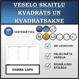 Darba lapa: Veselo skaitļu kvadrāts un kvadrātsakne