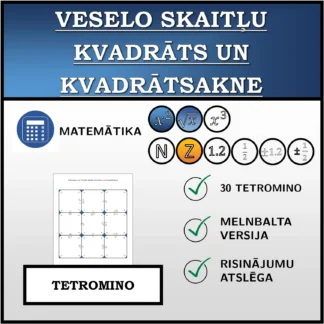 Tetromino: Veselo skaitļu kvadrāts un kvadrātsakne