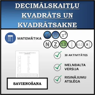 Savienošanas uzdevums: Decimālskaitļu kvadrāts un kvadrātsakne