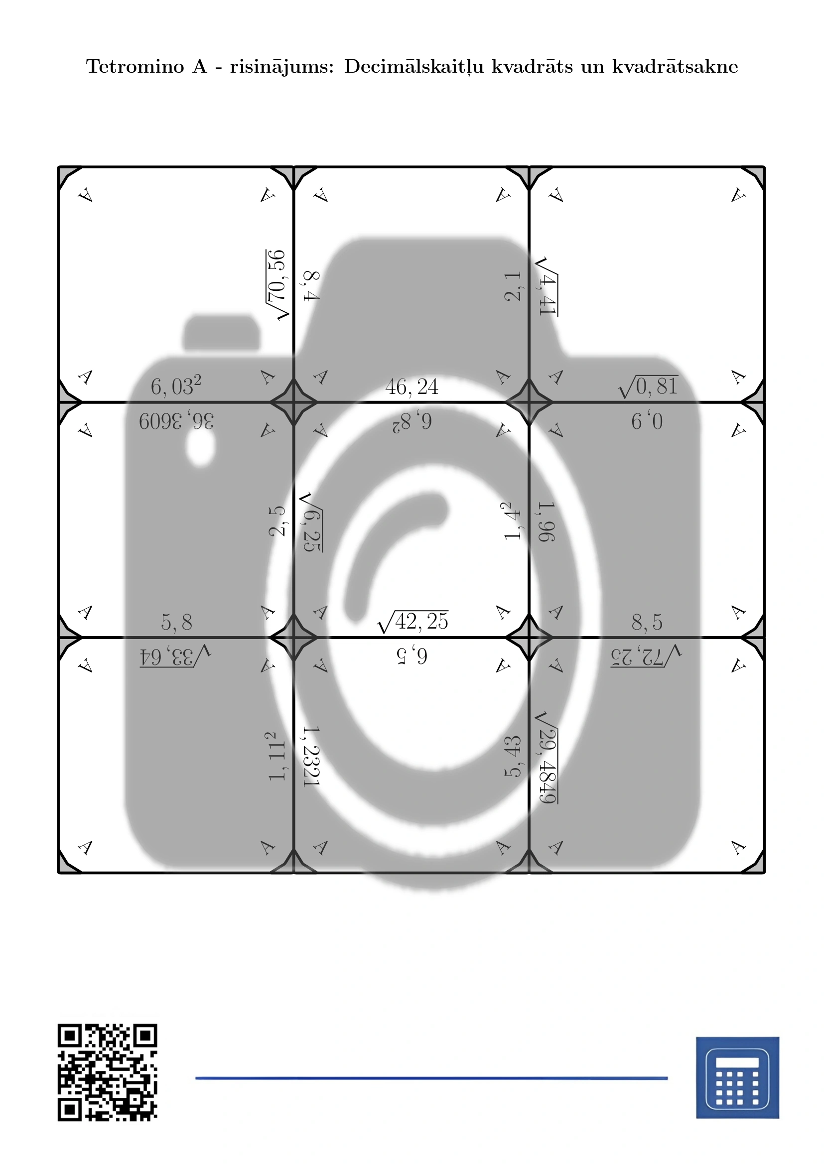 Tetromino: Decimālskaitļu kvadrāts un kvadrātsakne - Image 4